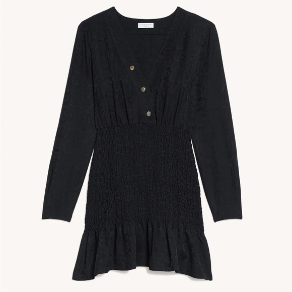 NWOT Sandro Paris mid length Jacquard Dress With Smocking size 4-6 EUR 38 - Picture 1 of 11